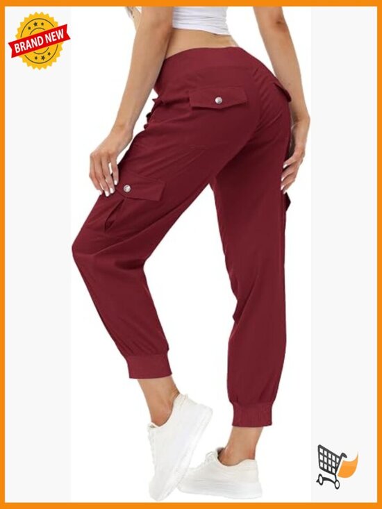 Pants - Lightweight Hiking Cargo Pants Quick Dry Travel Joggers Elastic Waist